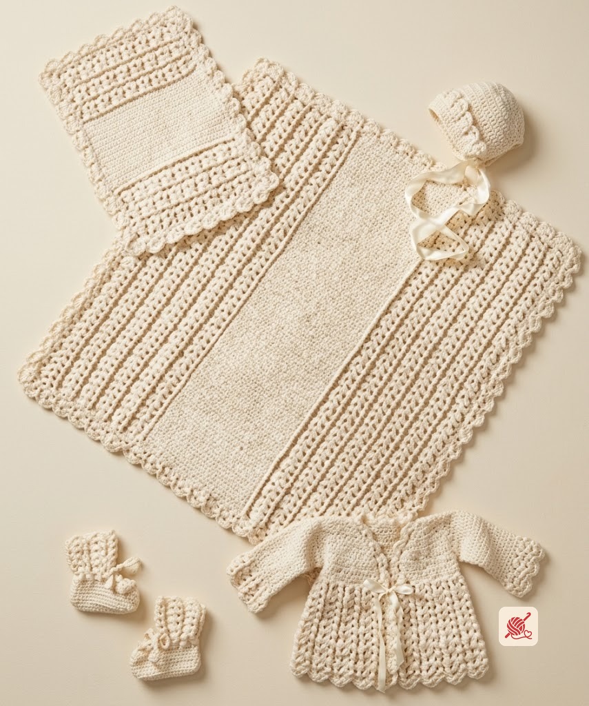 Baby's Six-Piece Crocheted Set Pattern #6016