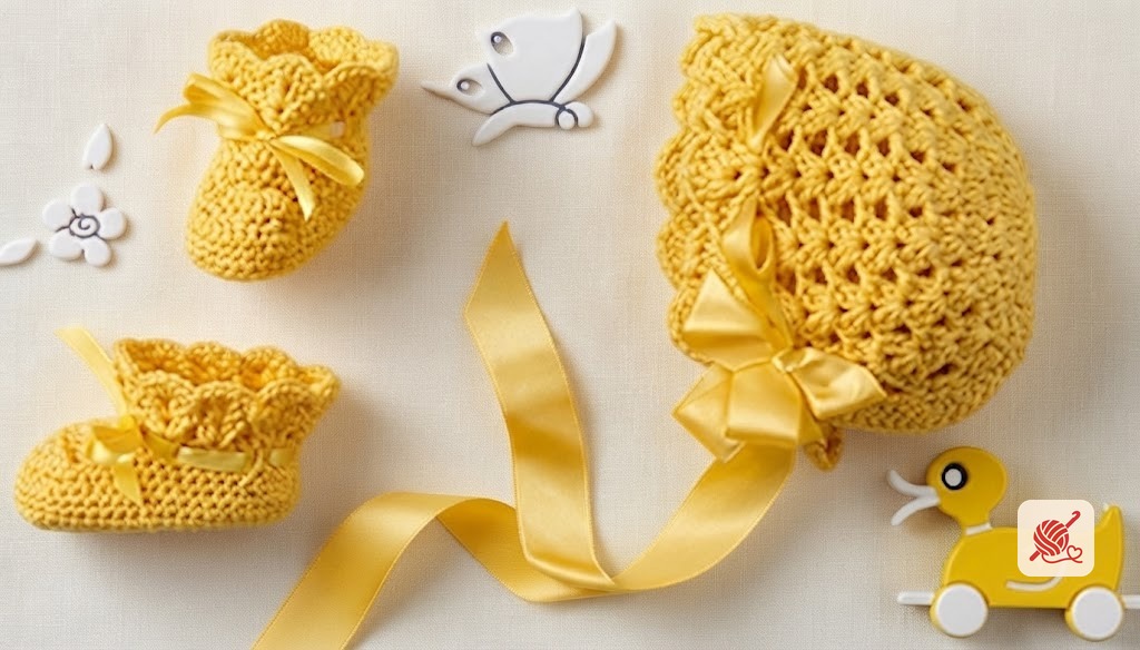 Crocheted Booties and Cap Pattern #3117
