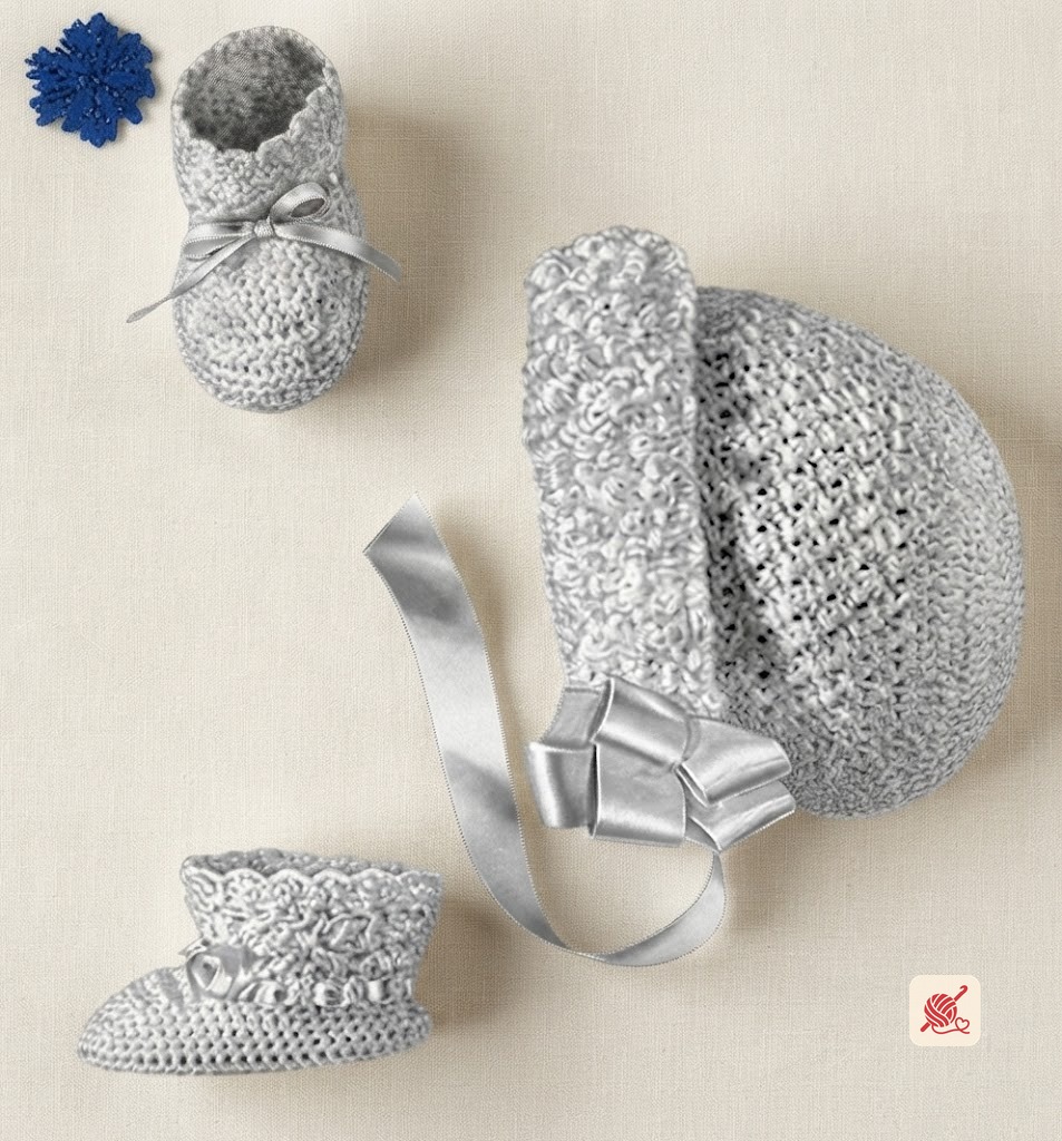 Crocheted Cap and Booties Pattern #3004