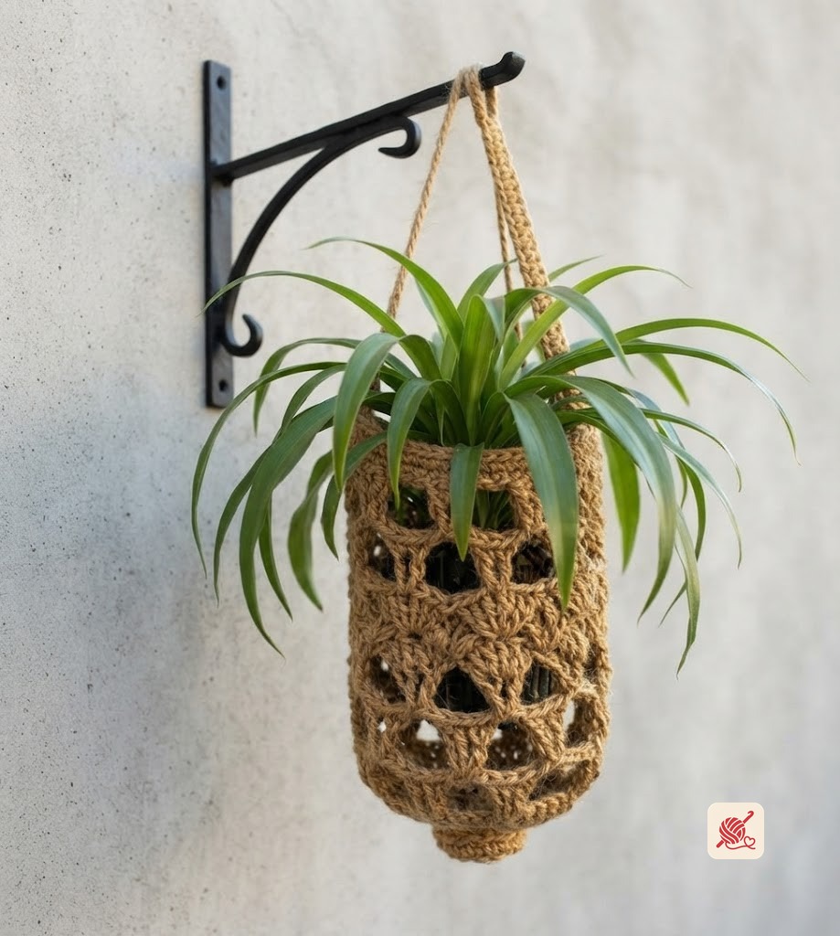 Crocheted Jar Hanging Planter Pattern #865