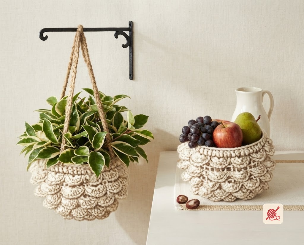 Crocheted Plant Holder and Bowl Cover Pattern #834