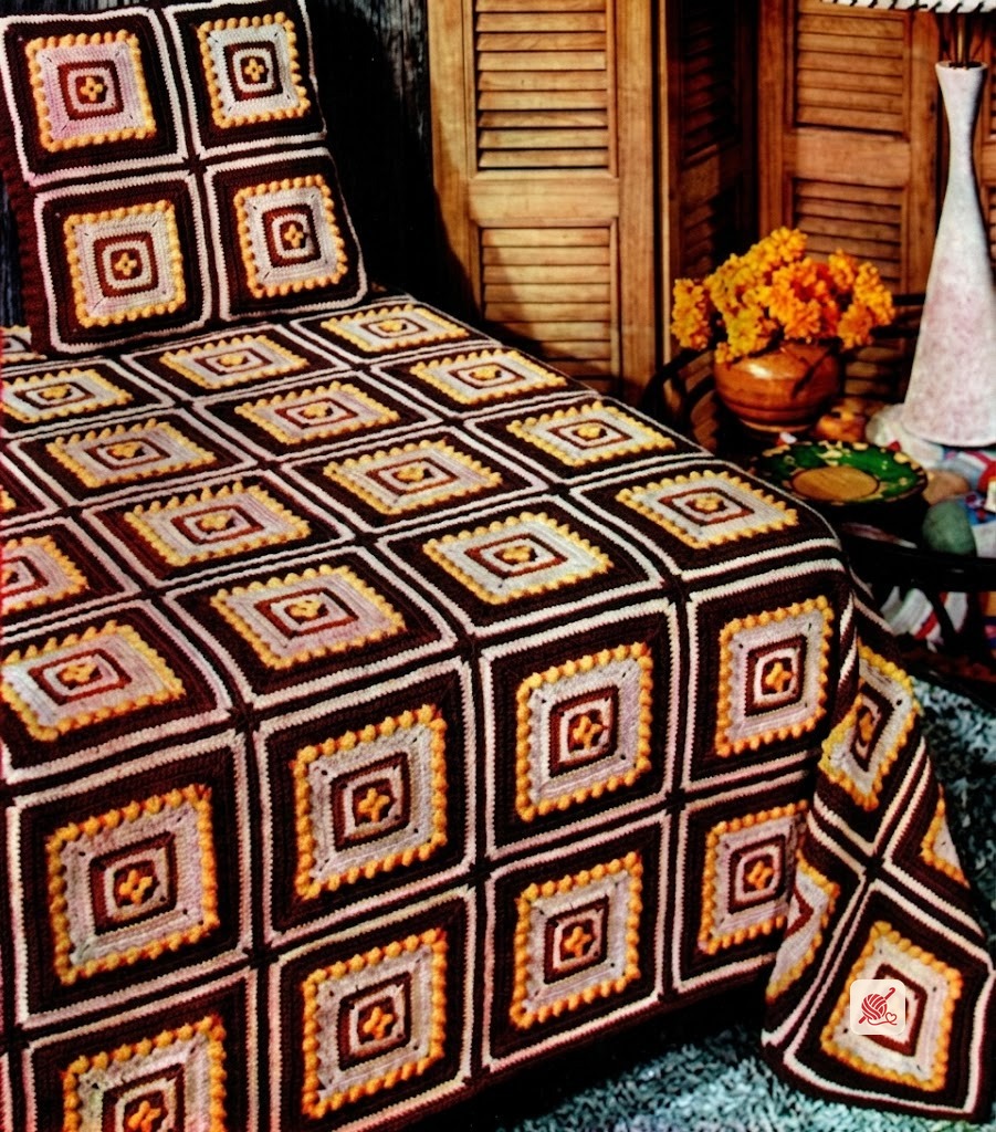 Modern Block Crocheted Bedspread