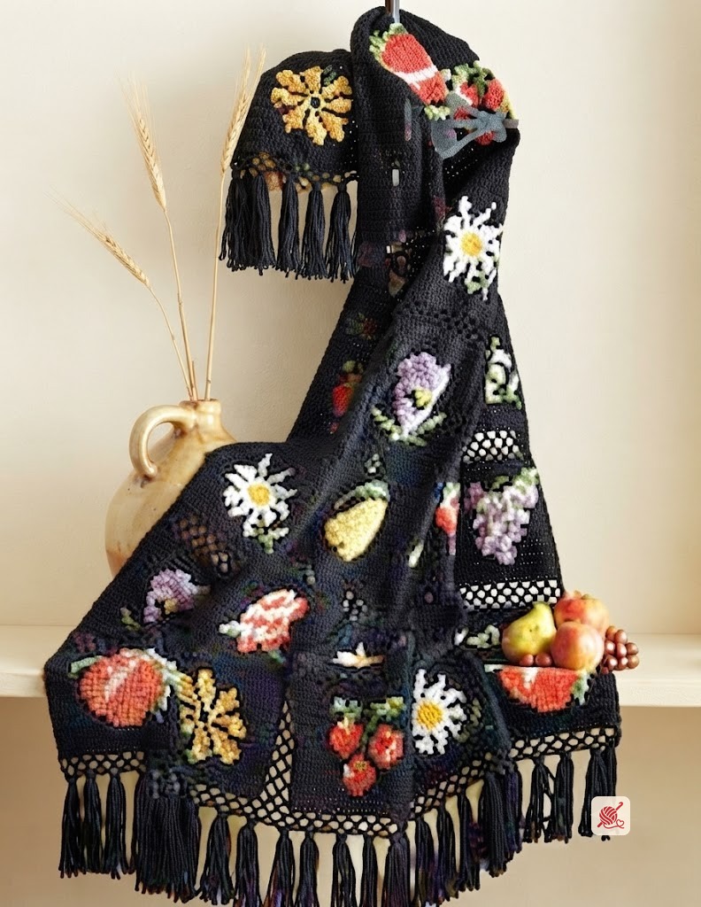Flower and Fruit Afghan Number 742-4 crochet pattern