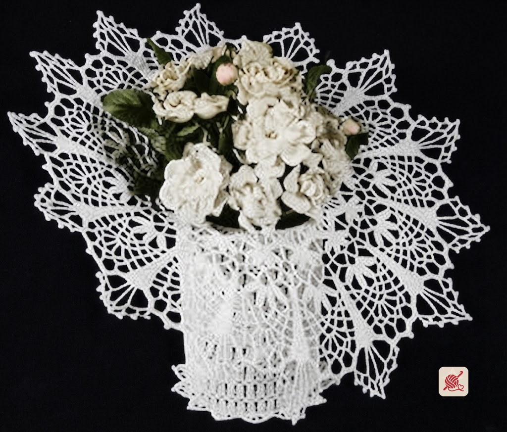 Crocheted Flower Basket Pattern #4517