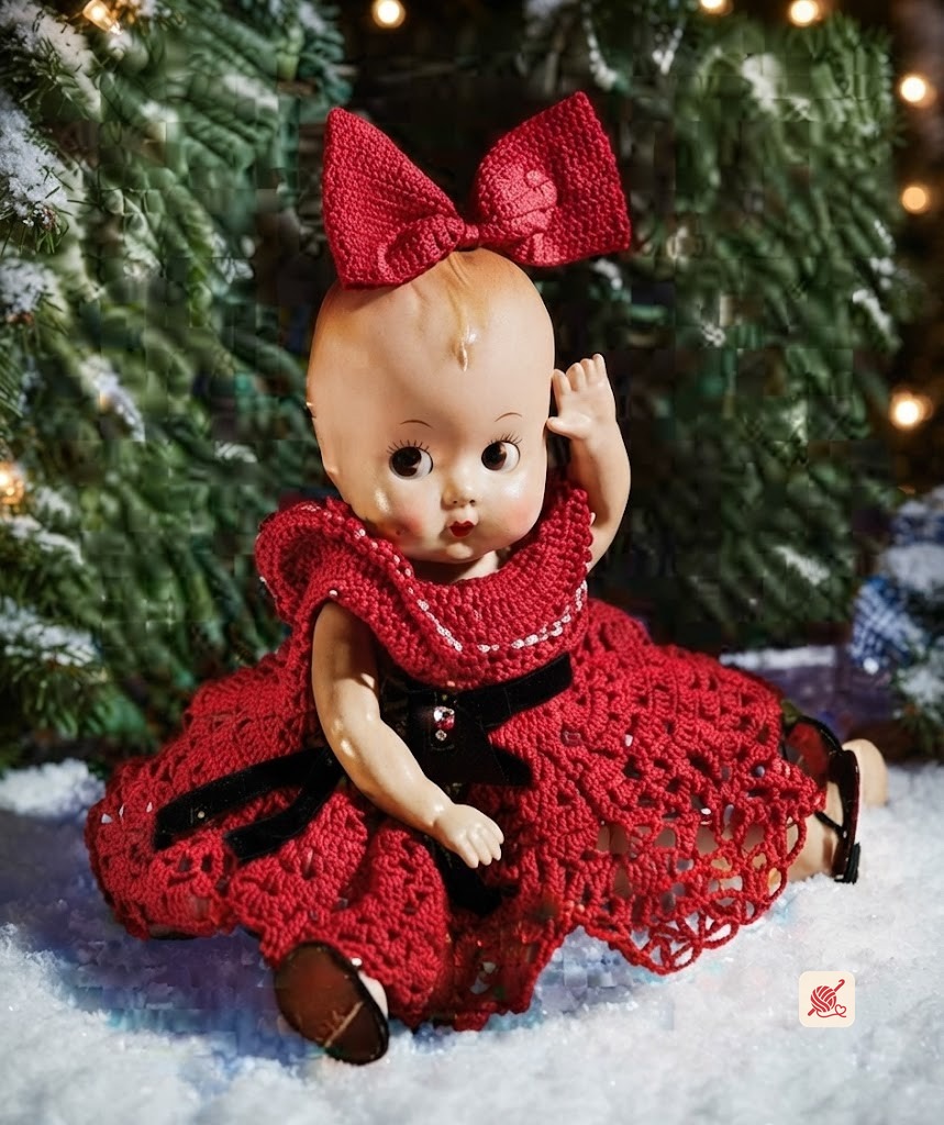 Christmas Doll with Red Dress Pattern