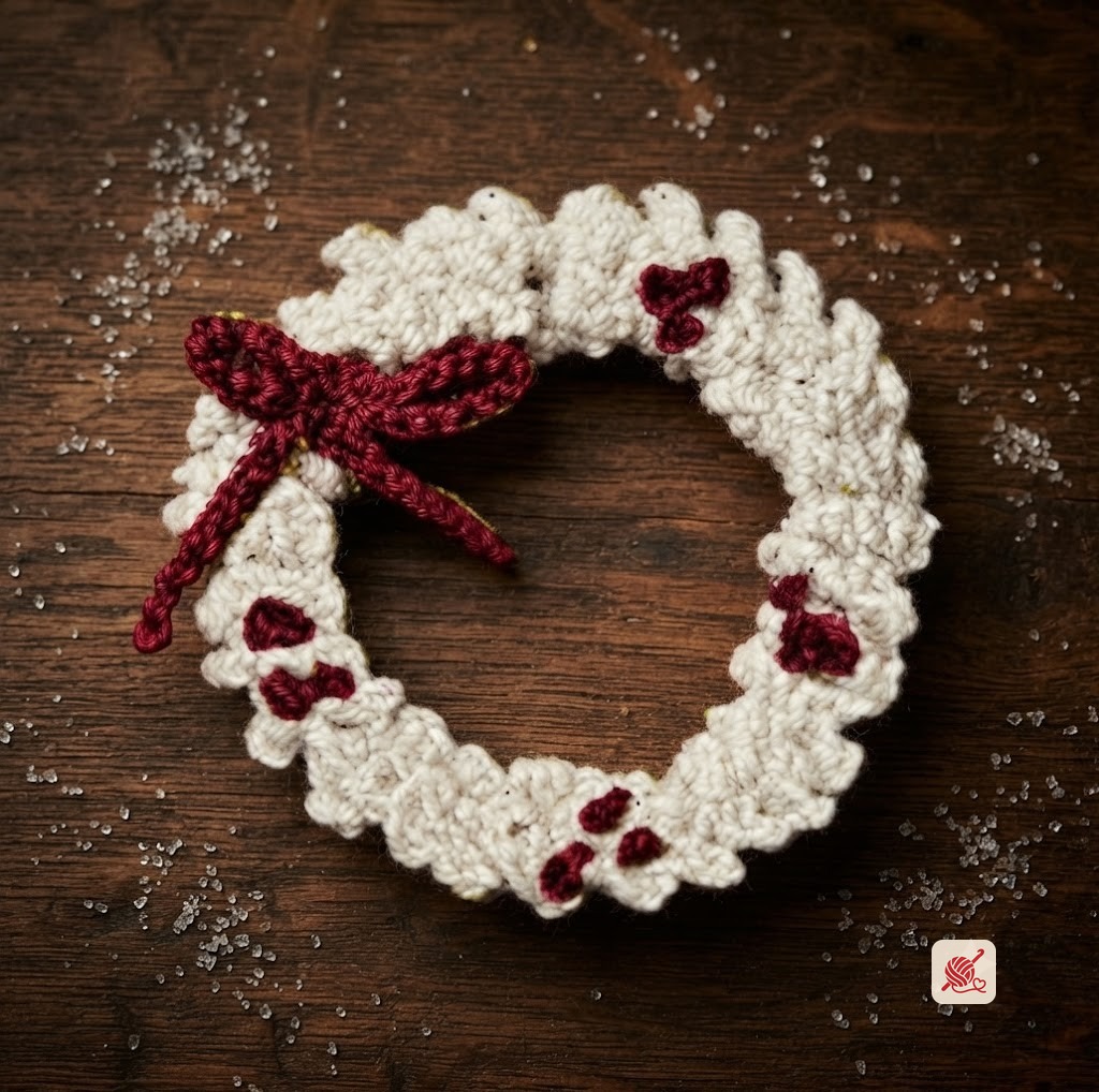Holly Wreath Ornament Pattern
