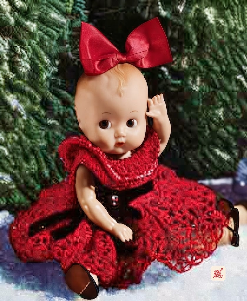 Christmas Doll with Red Dress Pattern