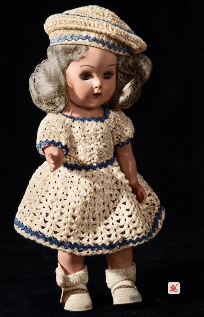 Crocheted Doll Dress, Panties, and Hat Pattern