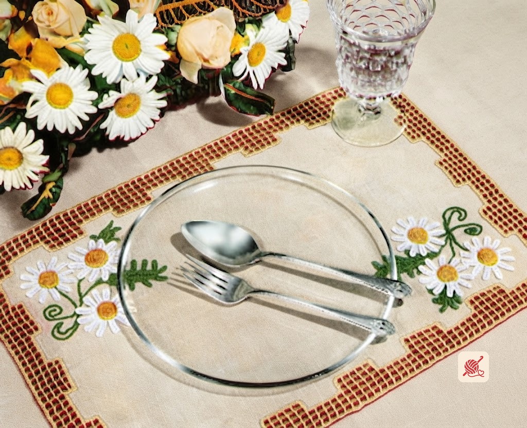 White Daisy Placemat Pattern #D-206