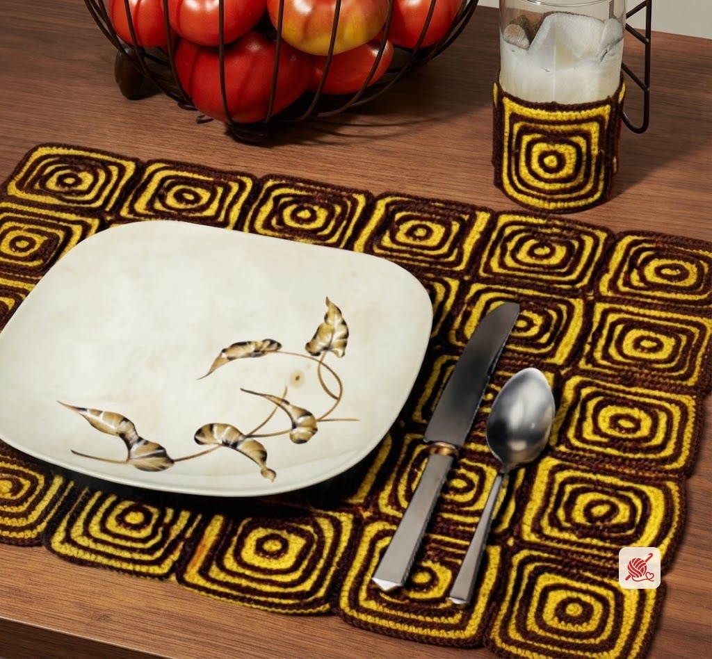 Whirligig Place Mat & Glass Jacket Pattern #S-399