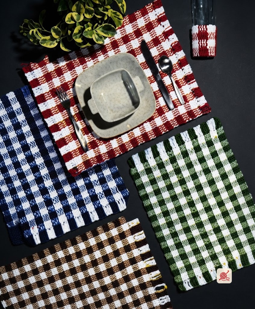 Tartan Place Mat & Glass Jacket Pattern #S-400