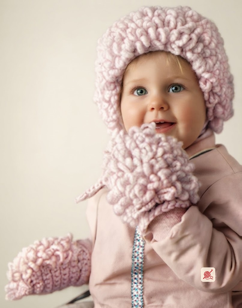 Loop Stitch Cap and Mittens Pattern