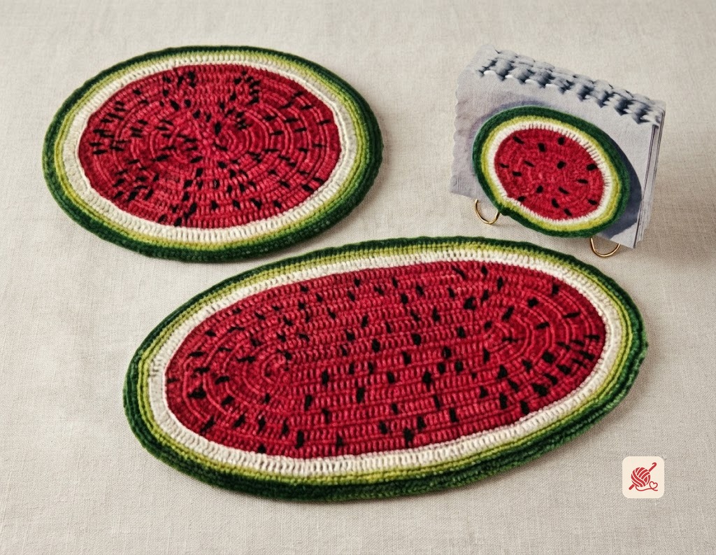 Watermelon Hot Plate Mats and Napkin Holder Pattern #S-600