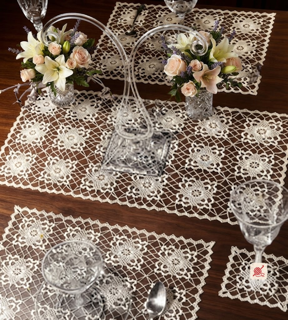 Filmy Charm Table Doily Set Pattern #5