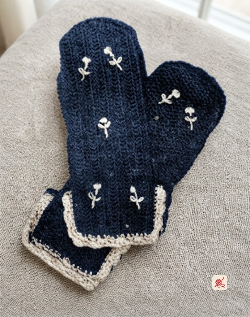 Ladies' Mittens with Embroidery Pattern #127