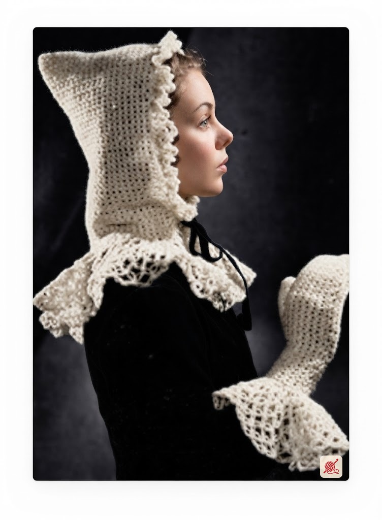Crocheted Hood and Mitts Pattern #4807