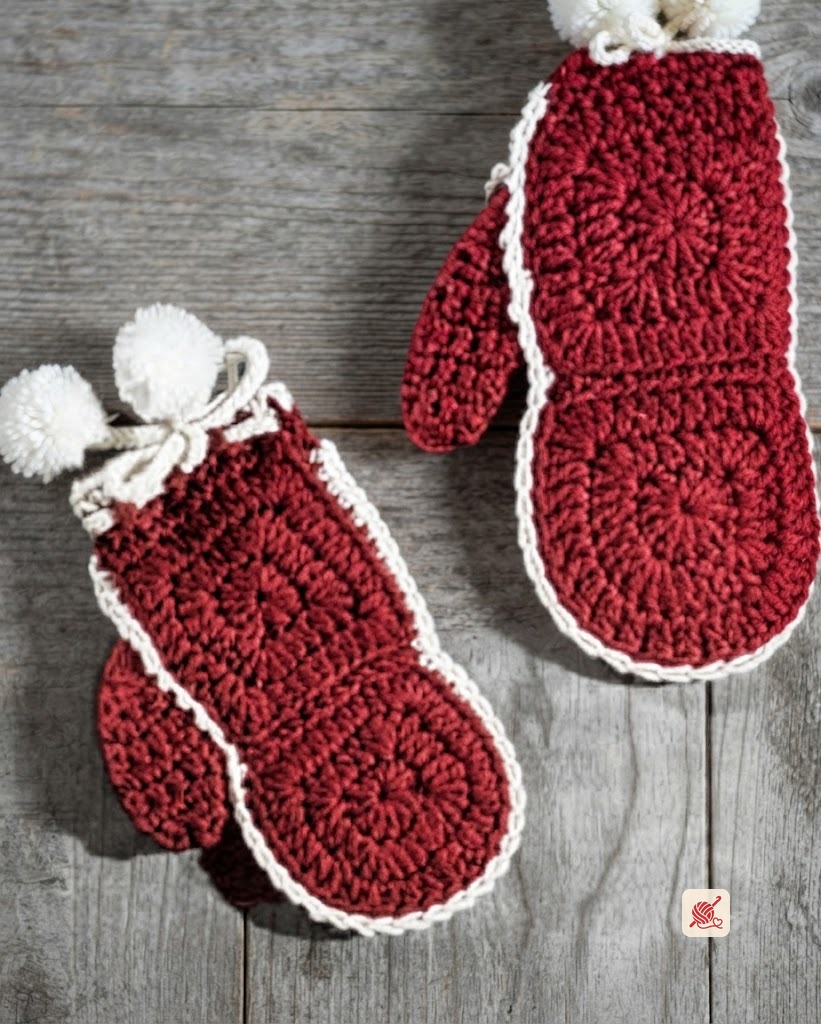 Add-A-Square Mittens crochet pattern