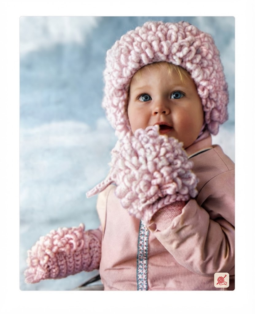 Loop Stitch Cap and Mittens Pattern