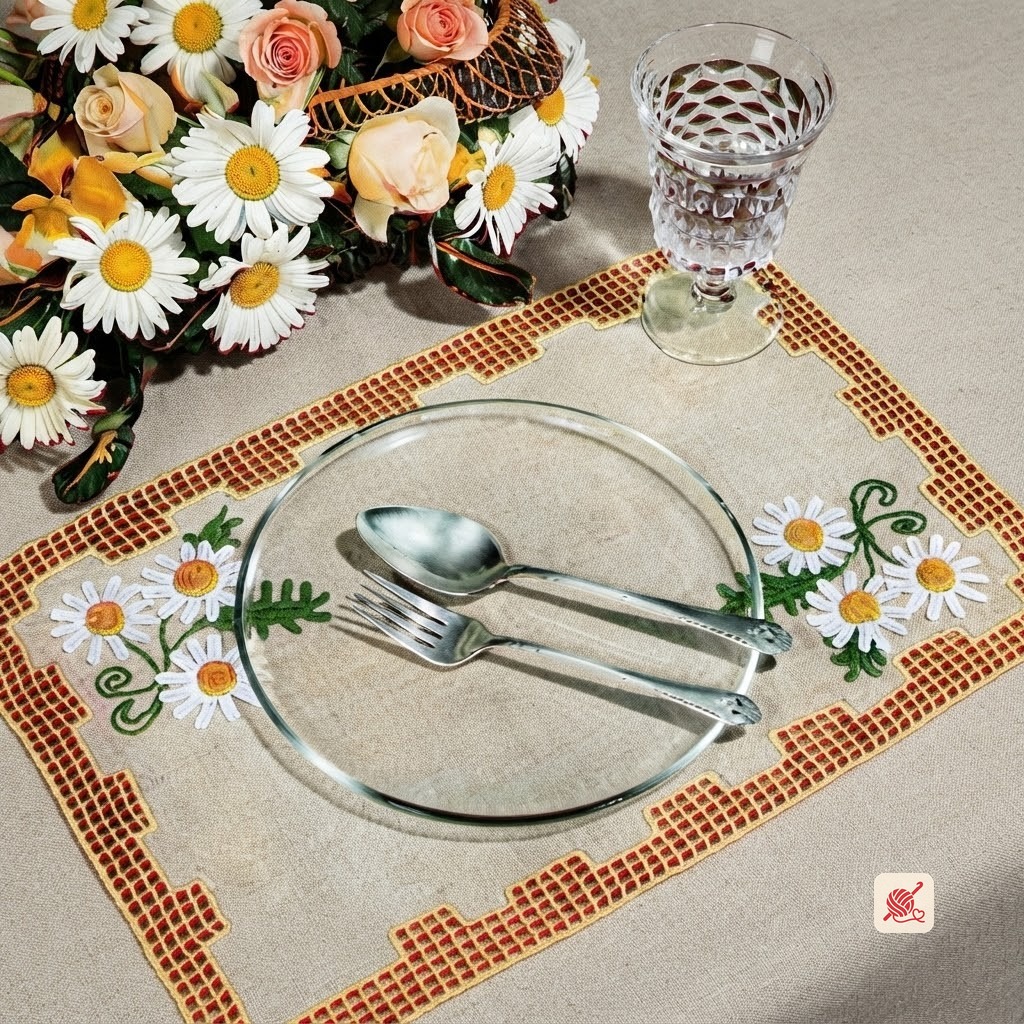 White Daisy Placemat Pattern #D-206