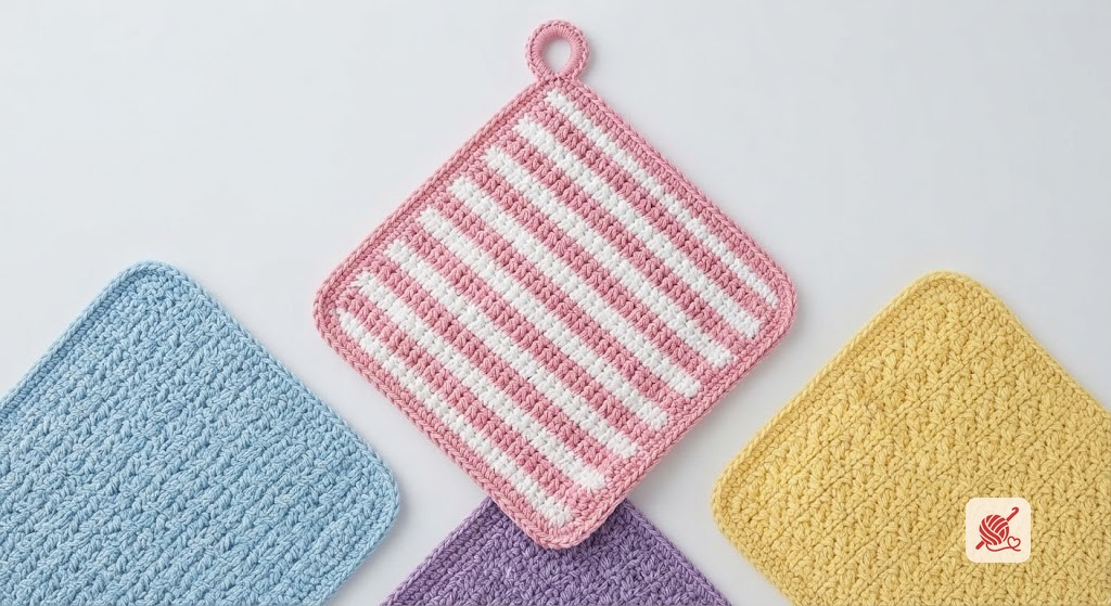 Rose & White Pot Holder Pattern #S-694