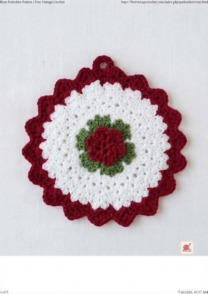 Rose Potholder Pattern
