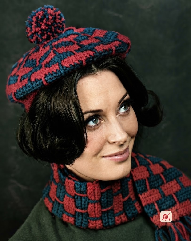 Crochet Beret and Scarf Pattern #2161