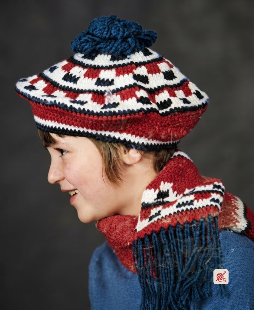 Crochet Beret and Scarf Pattern #2172