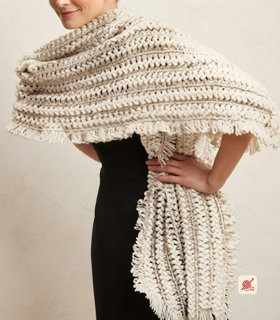 Dressy Stole with Metallic Thread Pattern