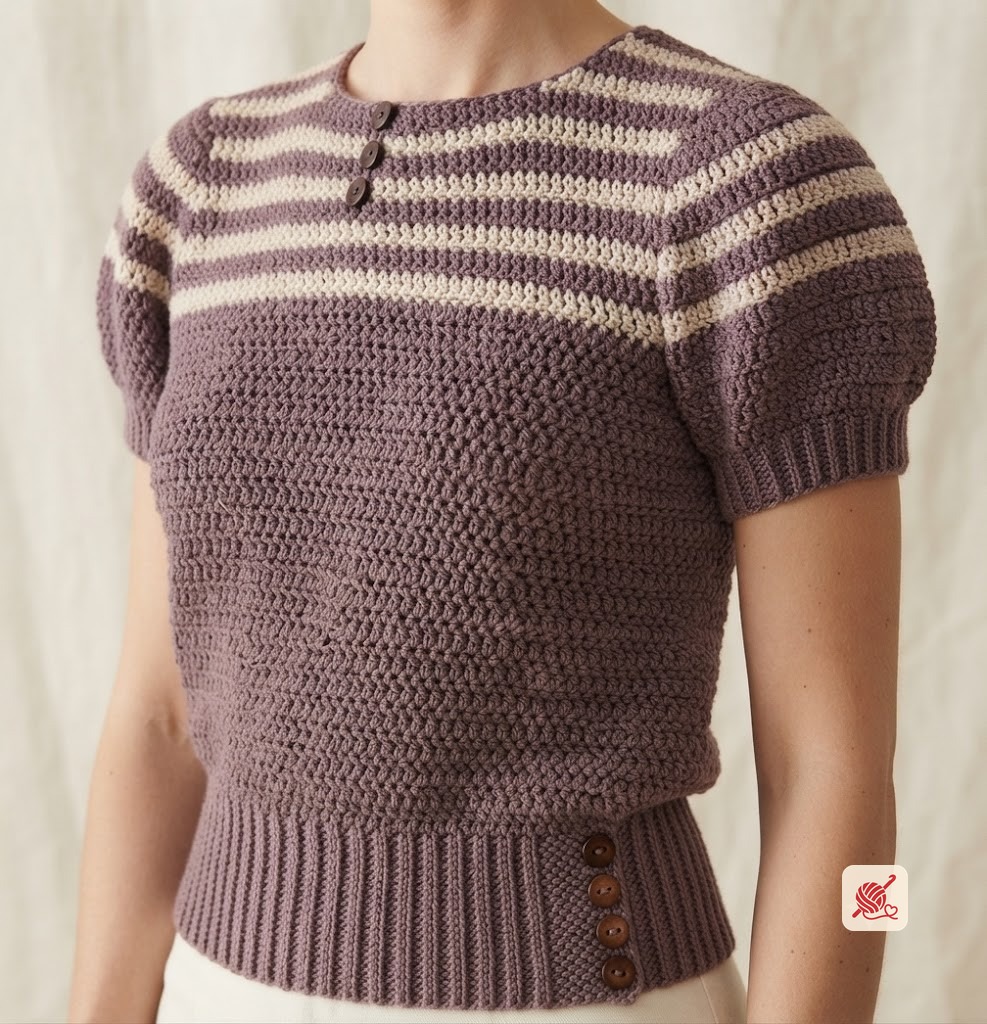 Striped Yoke Blouse Pattern #7